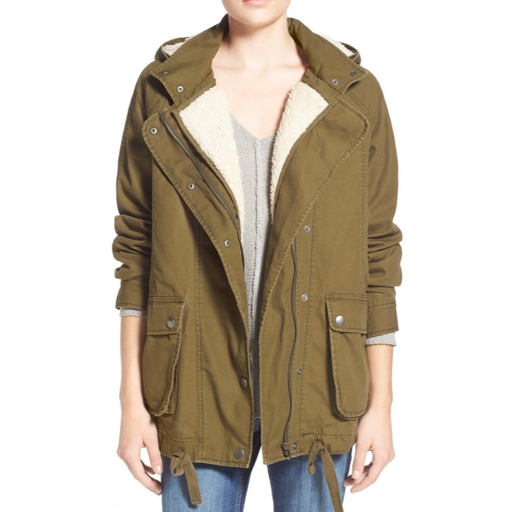 Faux Shearling Lined Slouchy Jacket